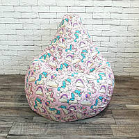 Крісло-груша бавовна рожевий "Єдиноріжки" KatyPuf, Размер XL 125x90