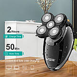 Роторна акумуляторна електробритва VGR V302 зі змінними насадками водонепроникний триммер для бороди, фото 2