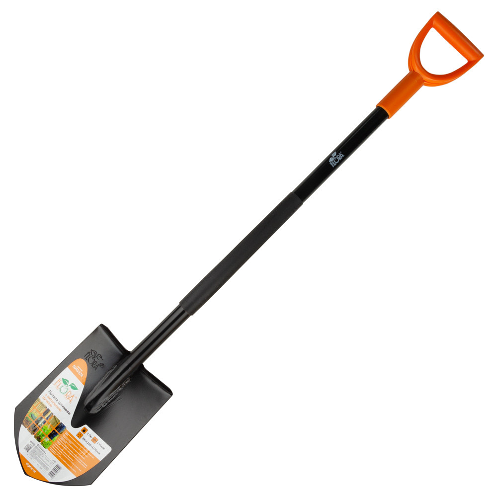 Лопата штикова з металевою ручкою 285×195×1170 мм 2.0 кг FLORA (5045324), фото 1