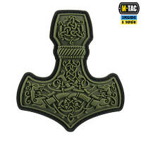 Нашивка моральный патч шеврон на липучке M-Тас Молот Тора Mjölnir Large PVC Olive