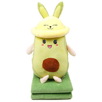 Плед-подушка, іграшка 3в1 Авокадо в шапці