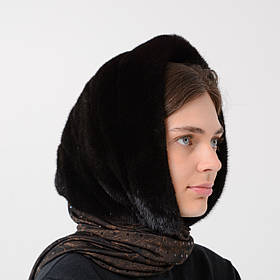Норкова хустка на голову Мушля Коричневий з кольоровою тканиною