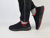 Летние мужские мокасины черные с красным Puma Black Red. Мужские летние кроссовки Пума. Обувь летняя черная
