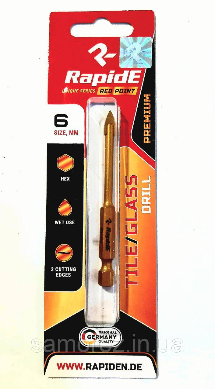 Свердло по плитці та склу PREMIUM RapidE Red Point 6mm