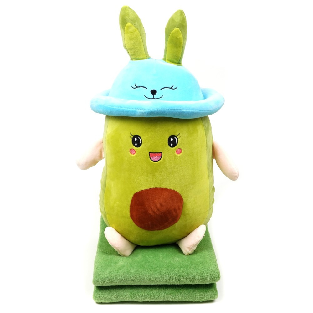 Плед-подушка, іграшка 3в1 Авокадо в синій шапці, фото 1