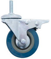 Опора колісна зі штифтом М10 сіра резина 50ммм з фіксатором