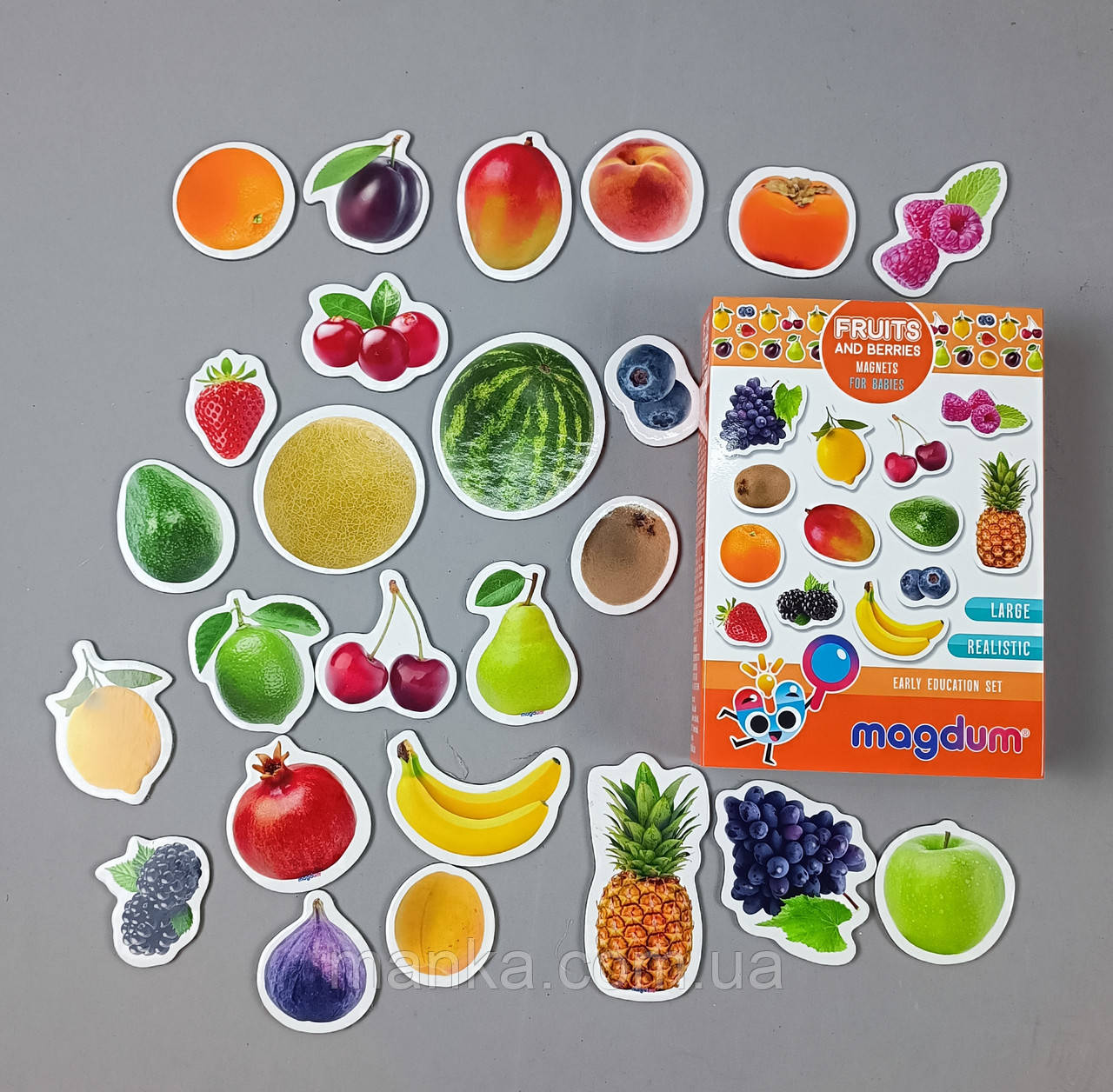 Магнітна гра Magdum Funny Fruits and berries для дітей 25 магнітів (ML4031-11 EN) Магніти дитячі фрукти
