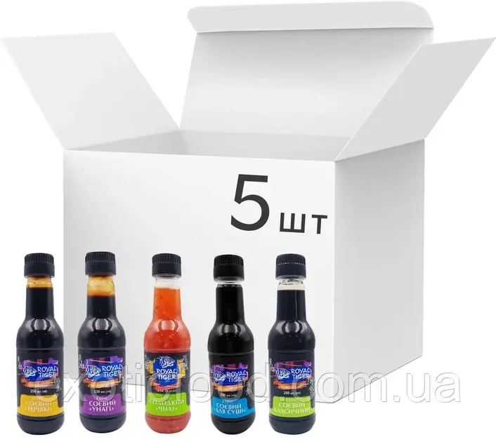 Набір соусів тм ROYAL TIGER, №3. 5 (п'ять) пляшок в одній картонній коробці.