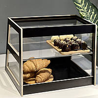 Кондитерська вітрина L WoodWam Дерево Чорна на 2 секції