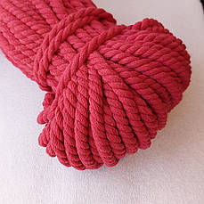 Мотузка бавовняна червона 8 мм 50 м для макраме рукоділля Канат ХБ червоний 8 мм