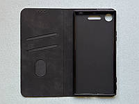 Sony Xperia XZ1 чехол-книжка чёрный, высококачественная искусственная кожа, слоты для кредитных карт