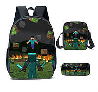 Комплект школьный Minecraft рюкзак + сумка+ пенал 1-4 класс Майнкрафт