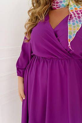 Коктейльна жіноча сукня міді фуксія великих розмірів, фото 3