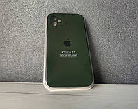 Квадратные бортики silicone case чехол на iphone 11 силиконовый для айфон 11 зеленый
