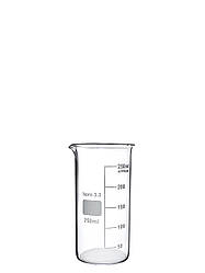 Склянка хімічна висока з мітками і носиком 250 мл, Boro 3.3