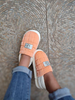 Дутики ОРАНЖОВІ UGG короткі стьобані уги мокасини сліпони теплі ORANGE батал зима, фото 5