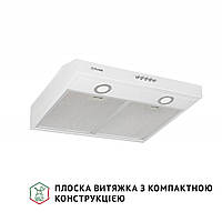 Белая простая кухонная вытяжка Perfelli PL 5002 W LED, плоская стандартная, под навесной шкаф, шириной 50 см