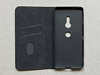 Sony Xperia XZ2 чехол-книжка чёрный, высококачественная искусственная кожа, слоты для кредитных карт