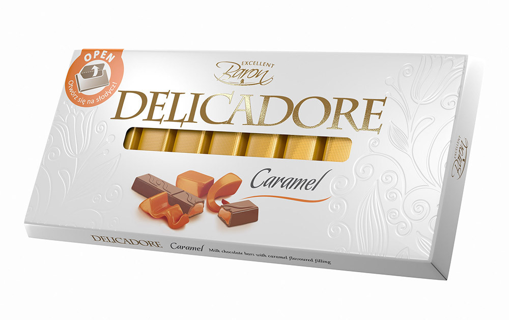 Молочний шоколад Baron Delicadore Caramel з карамельною начинкою, 200 г.
