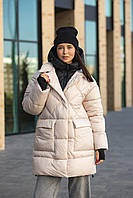 Зимняя удлиненная куртка на девочку подростка ККТ-71 молочный 146
