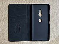 Sony Xperia XZ2 чехол - книжка (флип чехол) чёрный, матовый, искусственная кожа, слот для карт