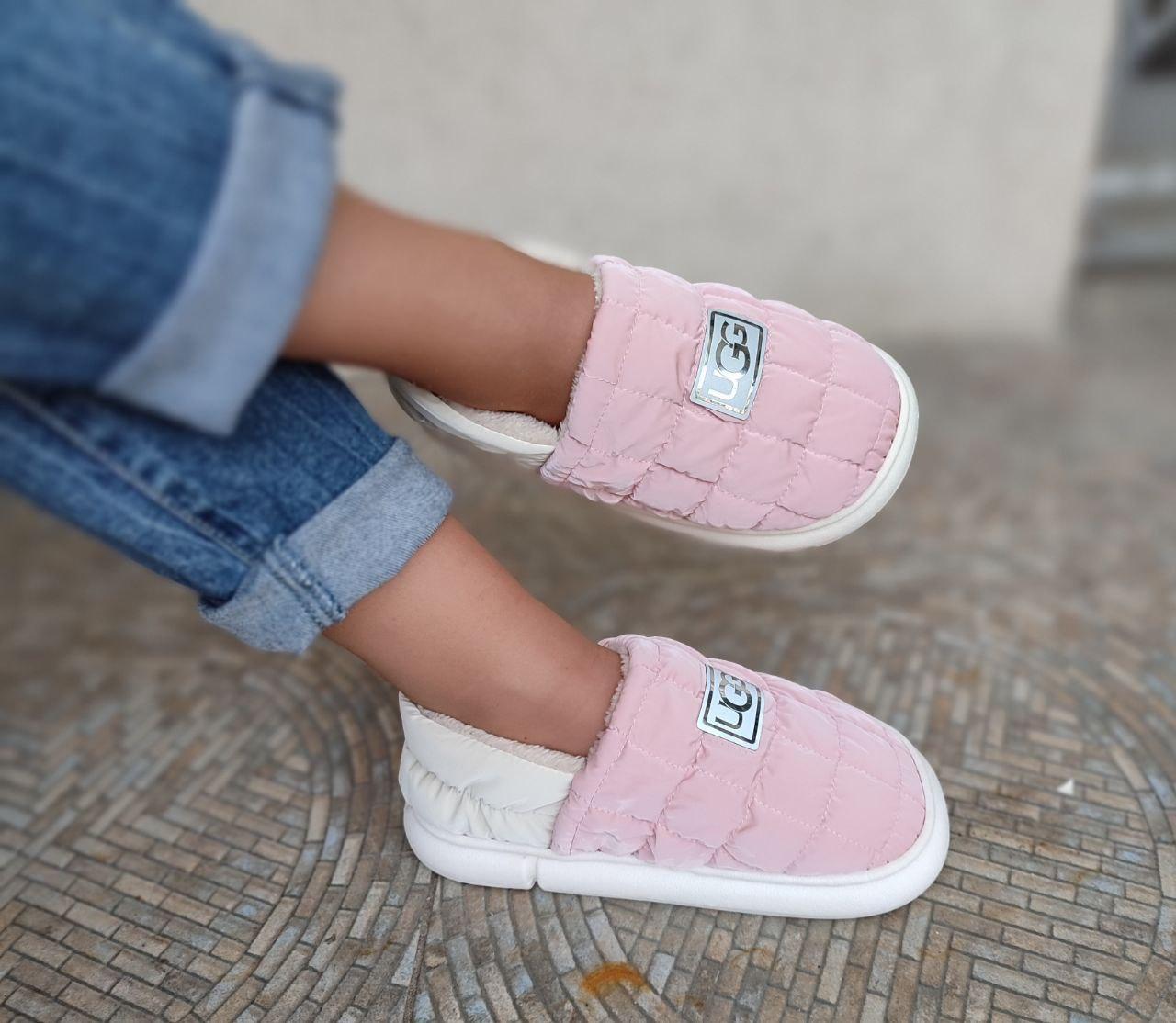 Уги дутики короткі РОЖЕВІ стьобані теплі PINK UGG зимові жіночі