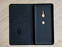 Чехол - книжка (флип чехол) для Sony Xperia XZ3 чёрный, матовый, искусственная кожа, слот для карт