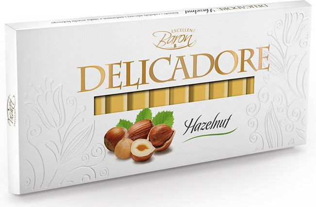 Молочний шоколад Baron Delicadore Huzelnut з лісовим горіхом, 200 г.