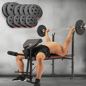 Набір для заняття спортом Hop-Sport Premium 69 кг диски, гриф і лави ( HS-1065 PRO) і партою Скотта