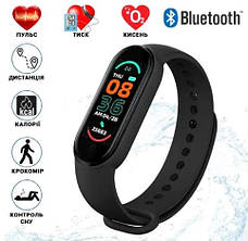 Фітнес браслет трекер Smart Band M6 смарт годинник Чорний, фото 3