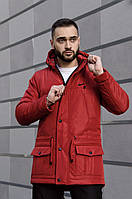 Зимова куртка Nike чоловіча пуховик червона тепла довга на зиму Найк