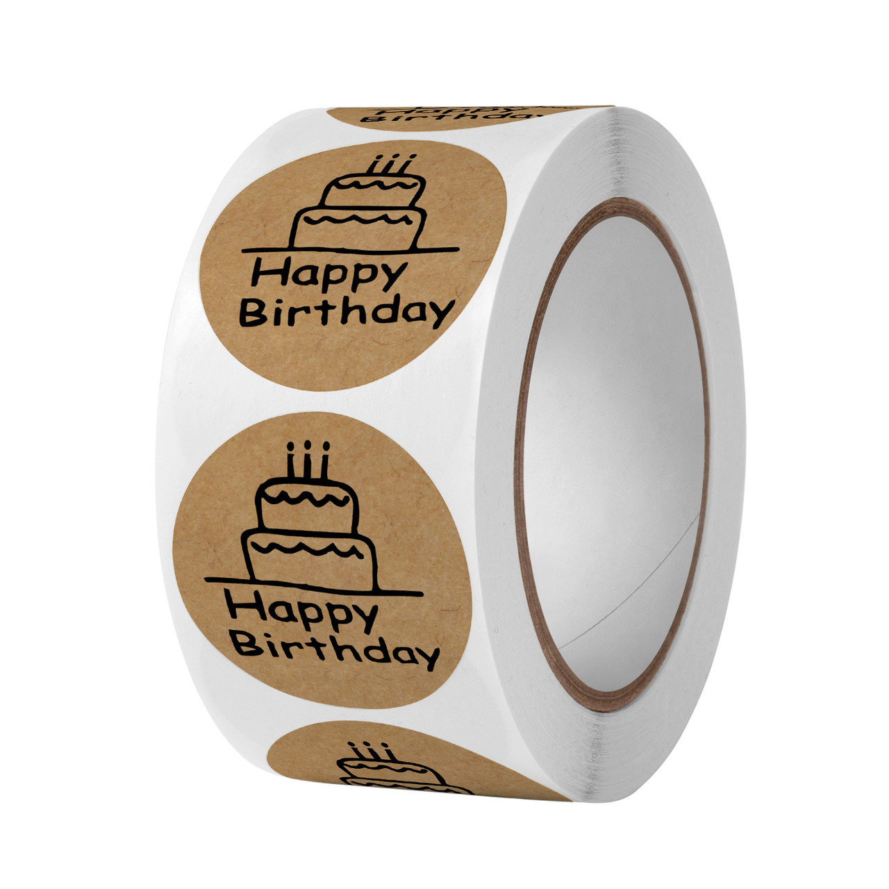 Наклейки на бобіні / 1 дизайн / "Happy birthday" / 500шт в рулоні / Ø - 2,5см