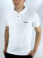 Мужская футболка поло Reebok белая летняя, Спортивная тенниска на лето