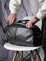 Спортивная сумка Reebok кожаная черная дорожная тренировочная | Сумка груша Reebok женская мужская