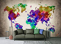 Флизелиновые фотообои 416x290 см Разноцветная карта мира в мозаике (10009VEXXXXL) +клей
