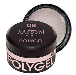 Полігель MOON FULL PolyGel №08, 15 мл, молочний з шиммером