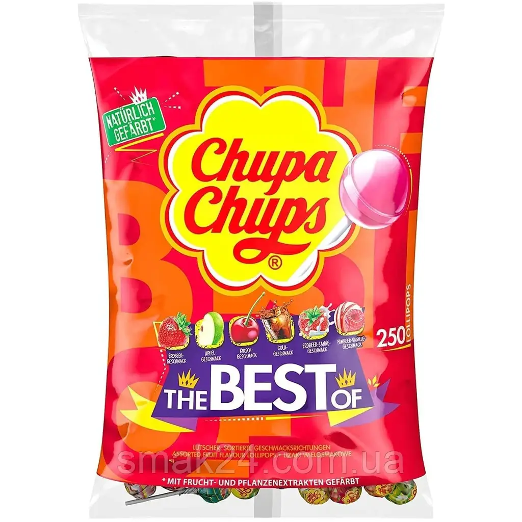 Цукерки на паличці Чупа Чупс п'ять смаків Chupa Chups 3 кг (250шт) Іспанія