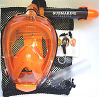 SUBMARINE Phantom подводная маска для плавания, снорклинга, дайвинга. От 9 лет. + ПОДАРОК S/M, Оранж