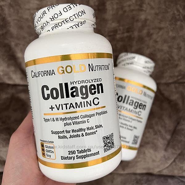 Коллаген гидролизованный + витамин С California Gold Collagen+ Vitamin C 250 tab - фото 2 - id-p1638422847