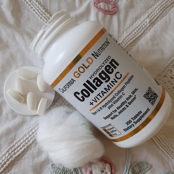 Коллаген гидролизованный + витамин С California Gold Collagen+ Vitamin C 250 tab - фото 3 - id-p1638422847