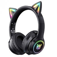 Бездротові ігрові навушники з котячими вушками Onikuma B90 з підсвічуванням RGB Навушники для стримінгу Чорний