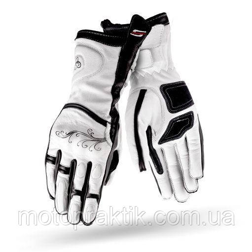 Shima Modena Lady Long Gloves Black/White, XS Мотоперчатки шкіряні жіночі із захистом