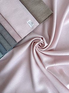 Ціна за 1.4 м! Однотонна лянна двухстороння штора "Olimpos" Колір: ніжно рожевий