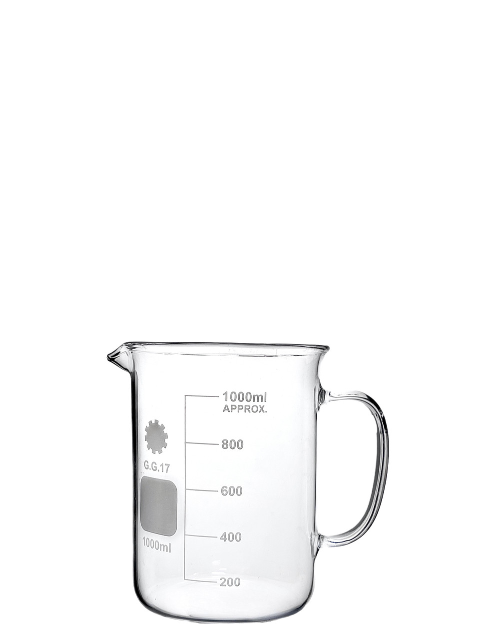 Склянка хімічна низька з мірками та ручкою 1000 мл, Boro 3.3