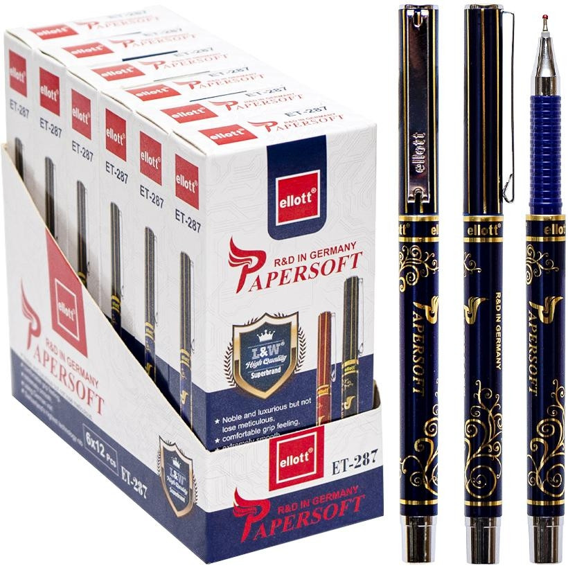 Красива кулькова ручка масляна Ellott Papersoft синій