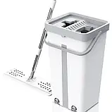 Швабра з відром 9 л Scratch Cleaning Mop зі складаною ручкою та системою віджимання насадки мікрофібри, фото 3