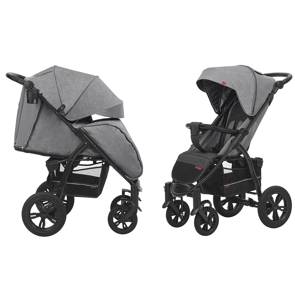 Всесезонний прогулянковий візок Baby Tilly Omega T-1611 Light Grey з великими гелевими колесами