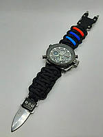 Годинник БМВ з паракорду з застібкою-ніж колір плетіння розмір під замовлення + брелок в подарунок