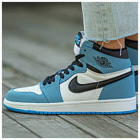 Мужские / женские кроссовки Nike Air Jordan 1 Retro High University Blue, синие кроссовки найк аир джордан 1