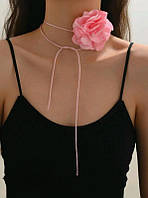 Чокер ожерелье с большим цветком кружевная роза на нитке шнурке шнурок у2к y2k uv400 в стиле 90 2000